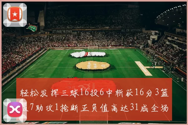 轻松发挥三球16投6中斩获16分3篮板7助攻1抢断正负值高达31成全场最佳